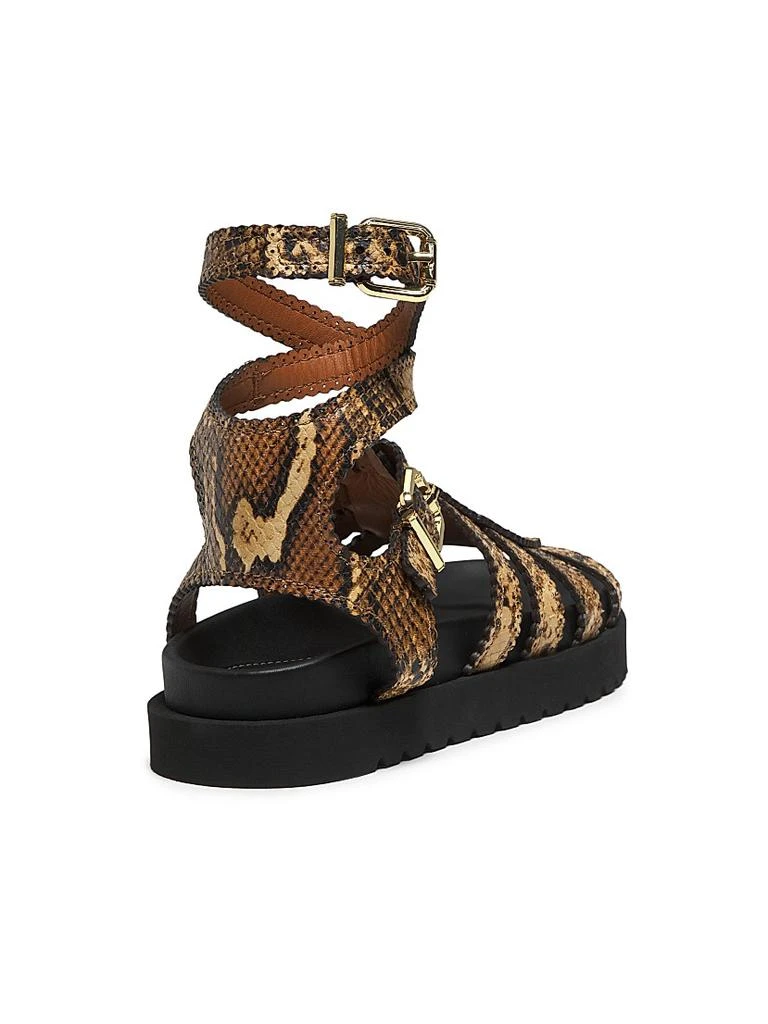 Zimmermann Goldie Snake-Embossed Leather Gladiator Sandals 3