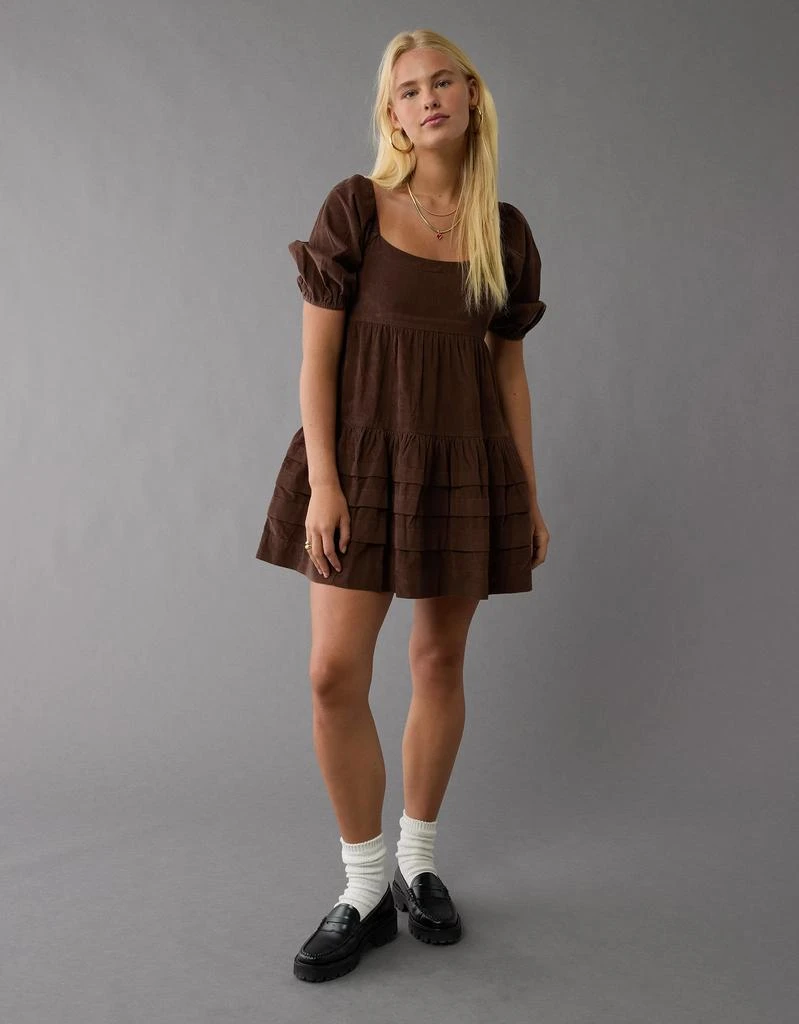 AE AE Corduroy Puff Sleeve Babydoll Mini Dress 1