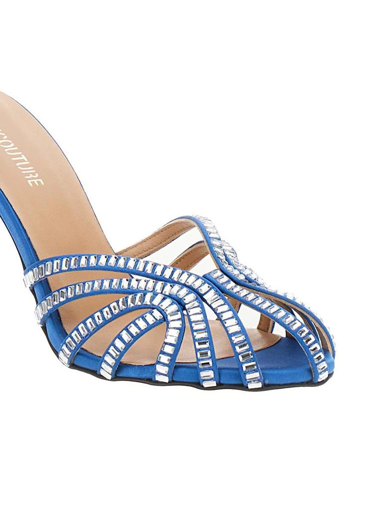 SEMICOUTURE Light Blue Sandals With Baguette Rhinestones In Satin Woman 4
