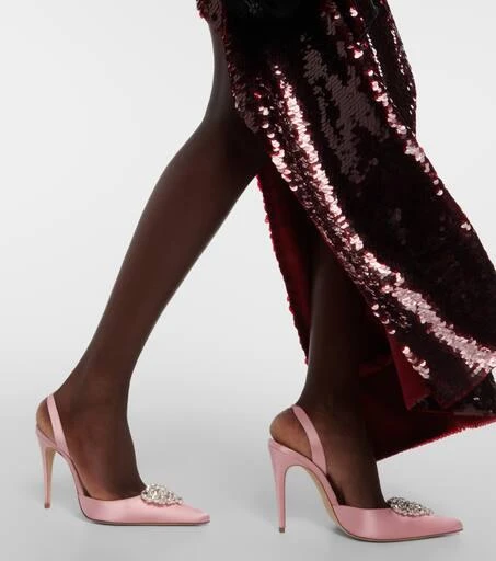 Magda Butrym Crystal-embellished satin slingback pumps 7