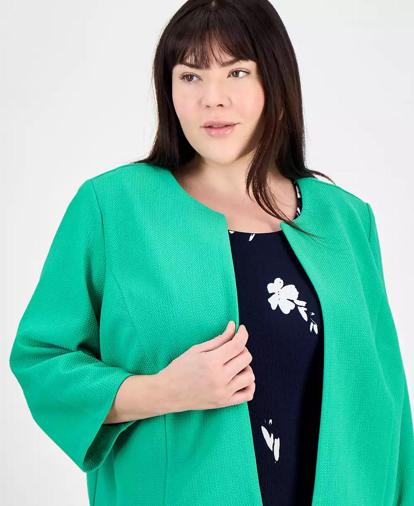 Sandra Darren Plus Size Floral-Print Textured 2-Pc. Jacket Dress