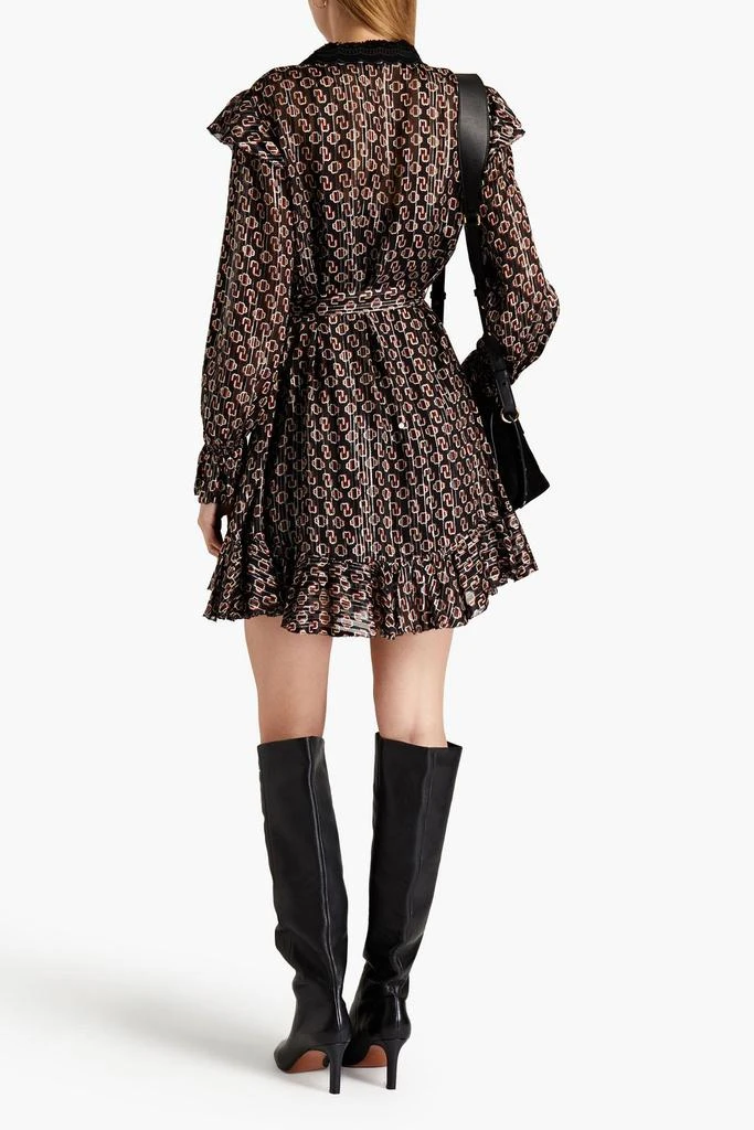 Maje Printed metallic fil coupé chiffon mini dress 3