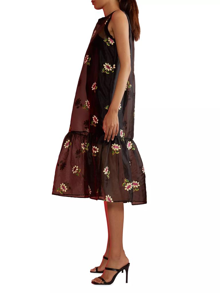 Cynthia Rowley Floral Organza Midi-Dress