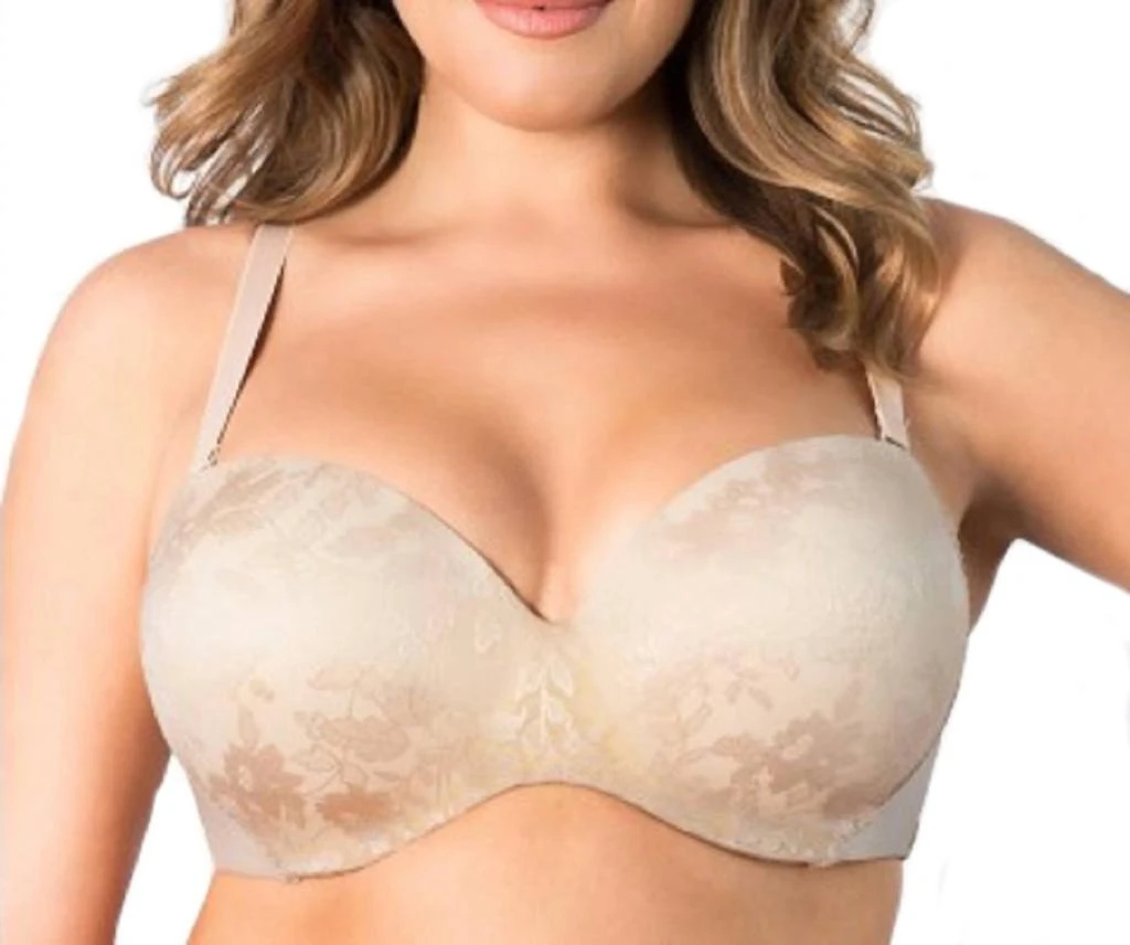 Curvy Couture Strapless Sensation Multi-Way Push-Up Bra In Bombshell Nude 1