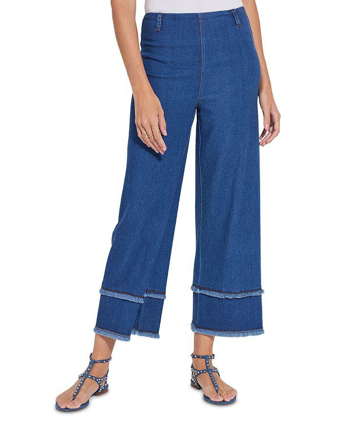 Lyssé High Rise Cropped Wide Leg Jeans in Mid Wash