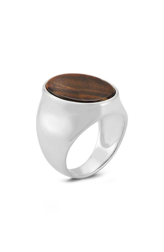 Yield of Men Sterling Silver Tiger
s Eye Signet Ring