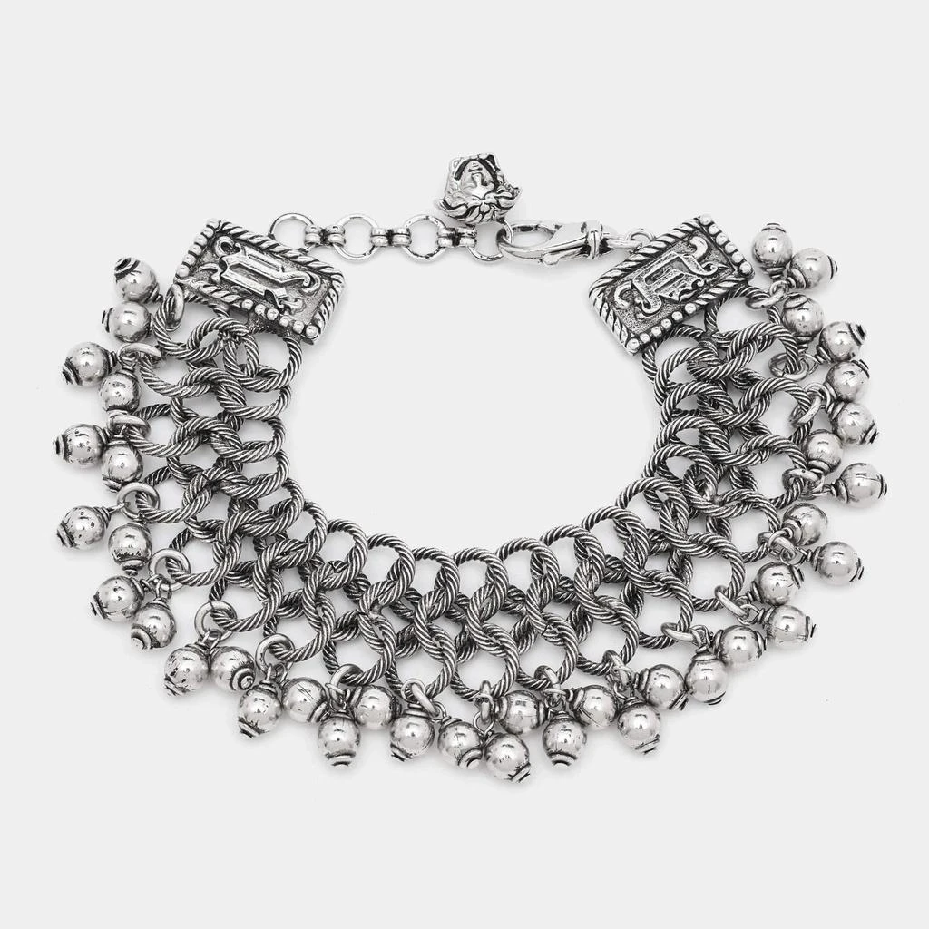 Versace Versace Medusa Gunmetal Tone Triple Link Charm Bracelet 1
