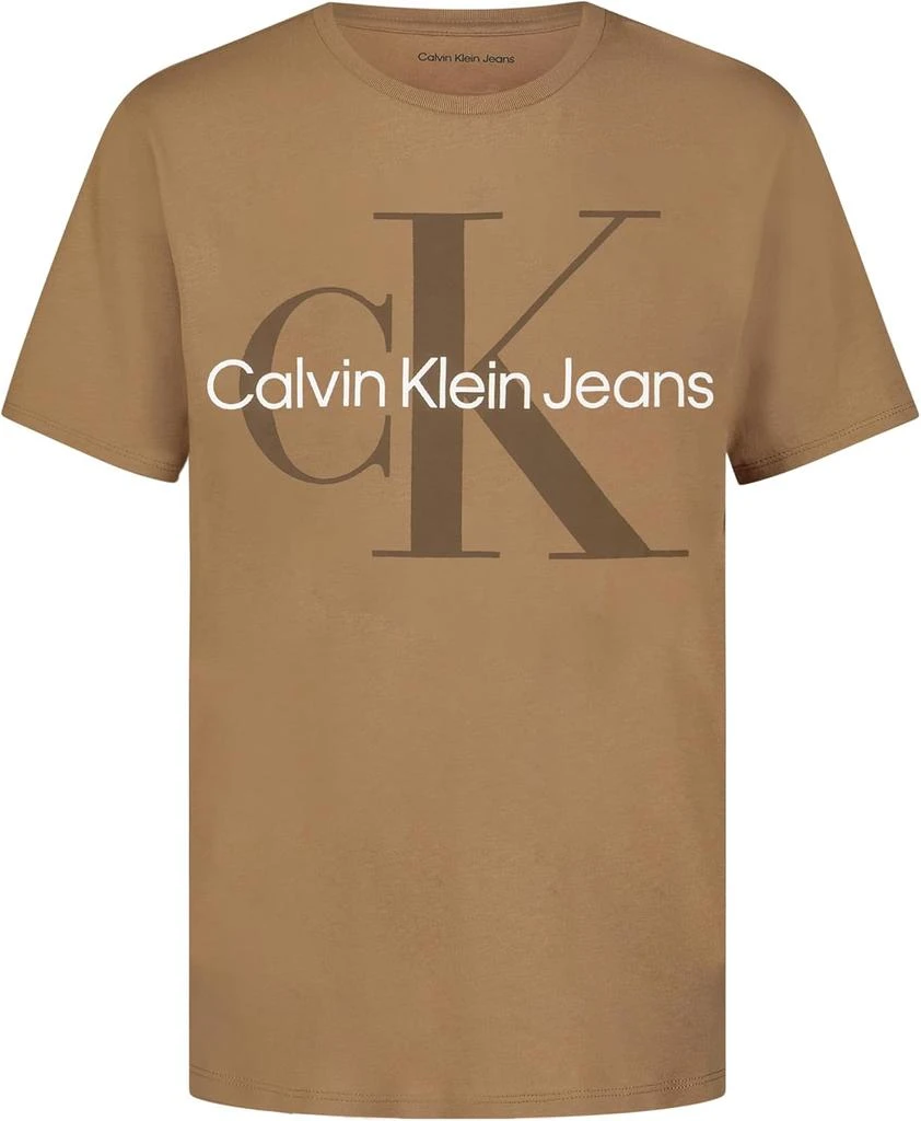 Calvin Klein Boys Short Sleeve Logo Crew Neck T-Shirt, Soft, Comfortable, Relaxed Fit