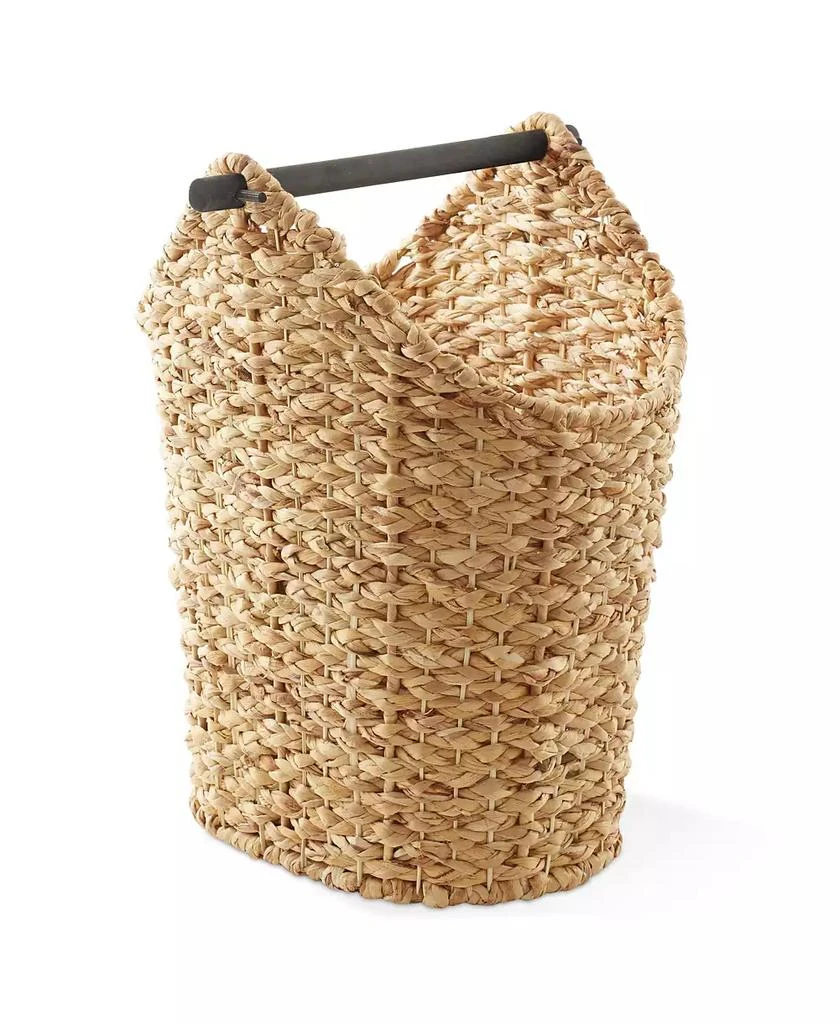 Casafield Woven Water Hyacinth Toilet Paper Roll Holder Basket with Wood Bar