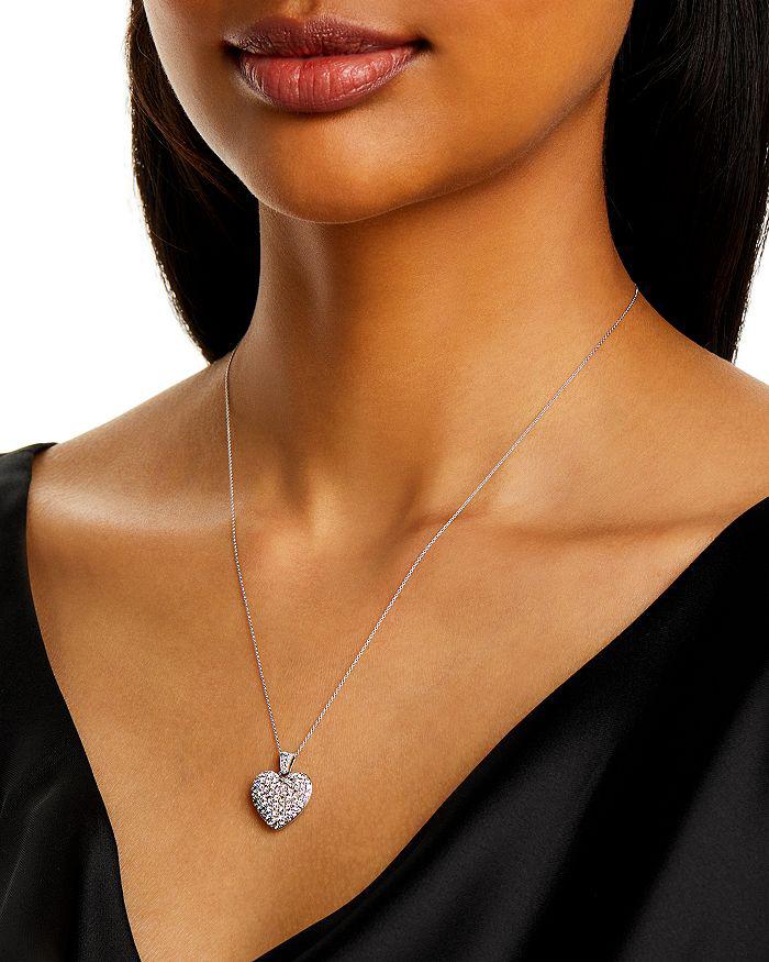 Bloomingdale's Diamond Pavé Heart Pendant Necklace in 14K White Gold, 1.50 ct. t.w.