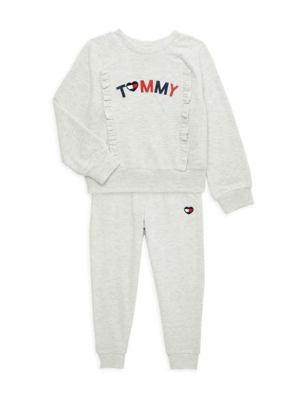 Tommy Hilfiger Little Girl’s 2-Piece Hacci Ruffle Sweatshirt & Joggers Set 1