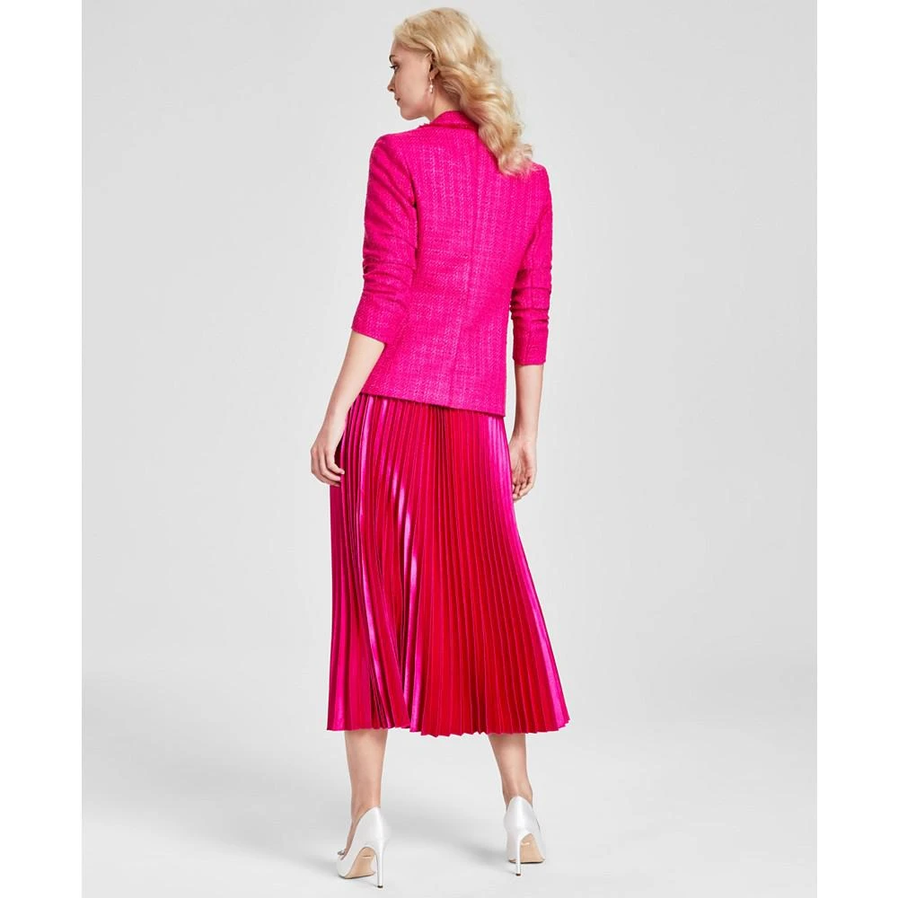 Anne Klein Women's Tweed Ruched-Sleeve Fringe Jacket 2