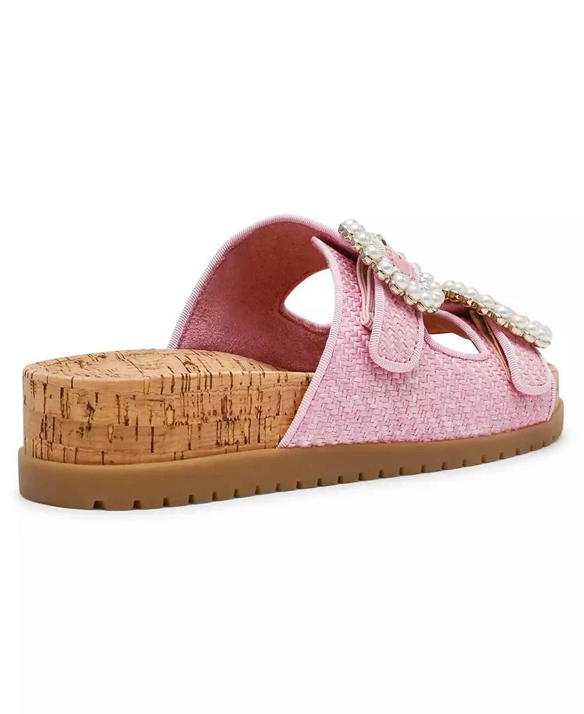 Anne Klein Women's Happy Double Band Embellished Buckle Footbed Sandals 6