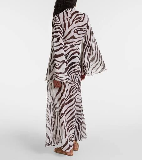 Alexandra Miro Betty zebra-print chiffon kaftan 3