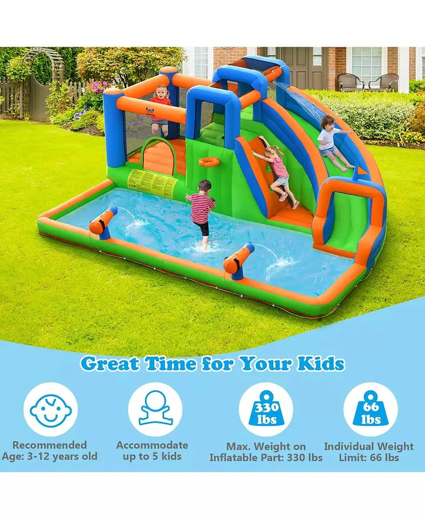 Gymax Inflatable Water Slide Giant Bounce Castle with Dual Climbing Walls and 735W Blower 6