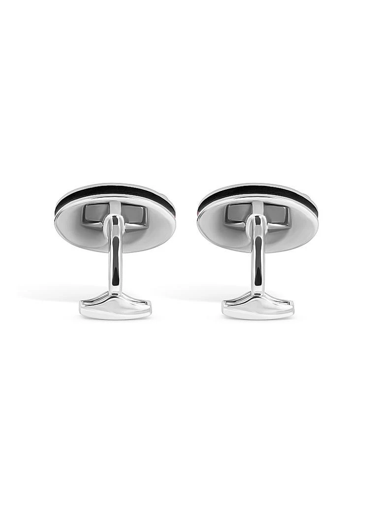 Tateossian Silvertone 
Enamel Racing Car Oval Cufflinks 3
