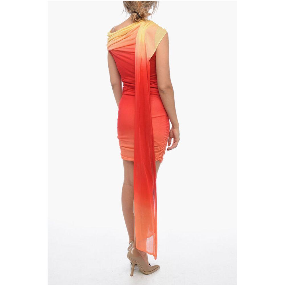 Salvatore Ferragamo Degradè Silk Chiffon Sheath Dress with Women's Drape