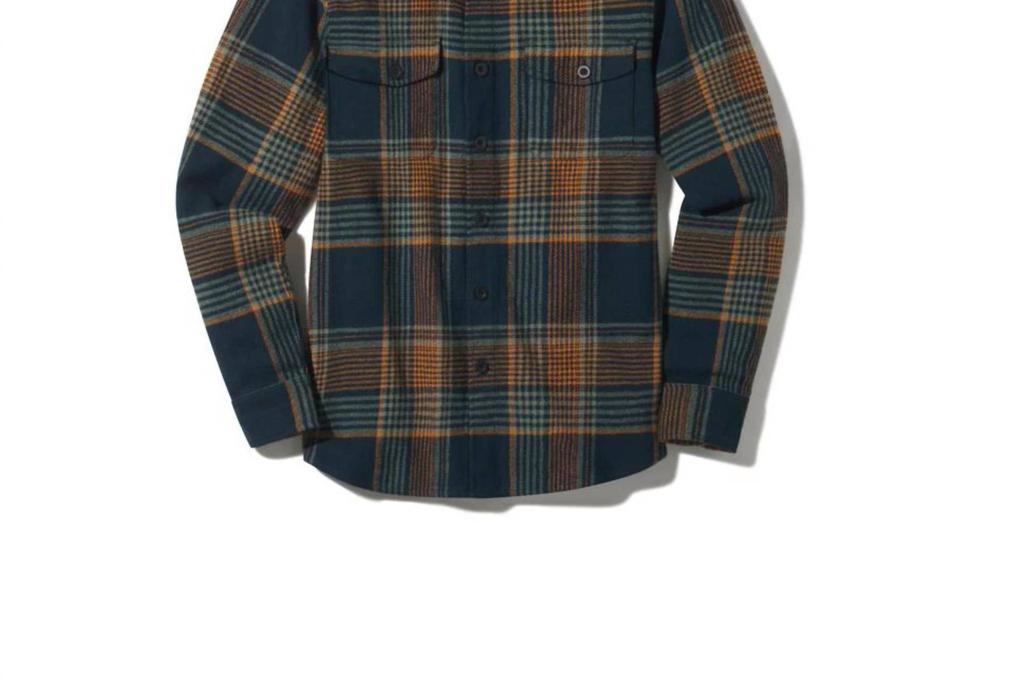 Grayers Portland Heavy Flannel Shirt In Navy Teal Orange