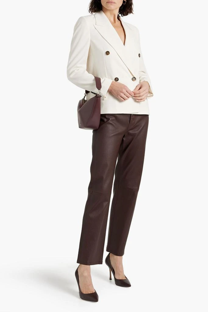 Brunello Cucinelli Double-breasted bead-embellished crepe blazer 2
