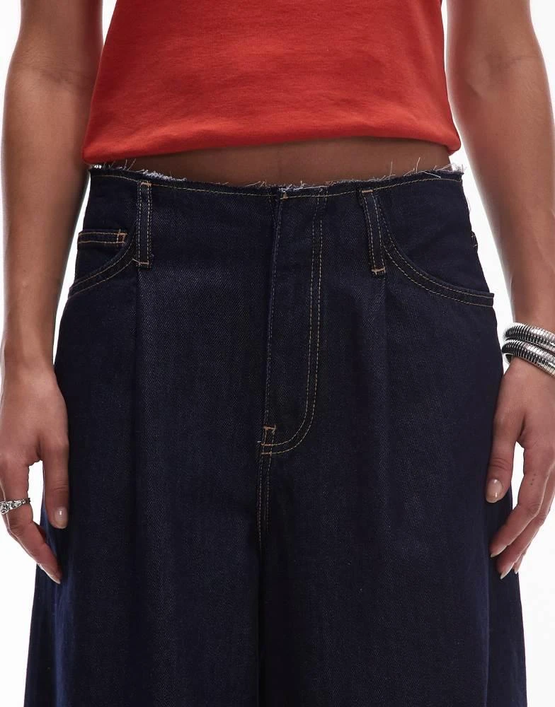 Mango Mango Maddy raw waistband low waisted jean in dark blue 5