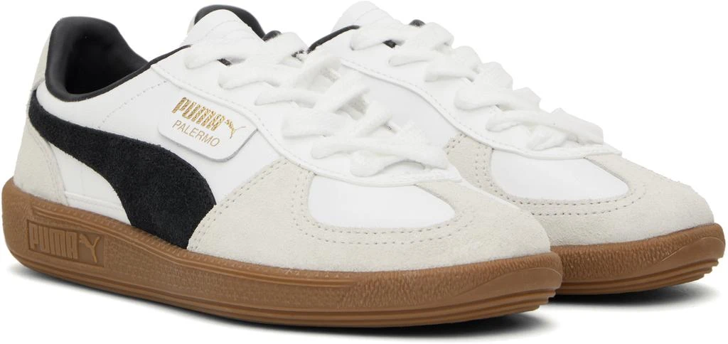 Puma White & Gray Palermo Leather Sneakers 4