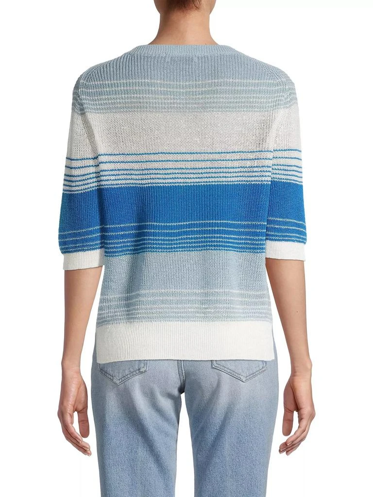 White + Warren Striped Linen Sweater 5