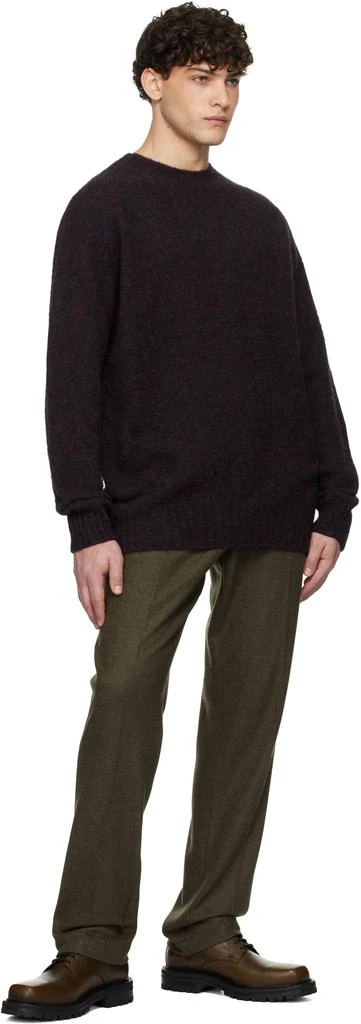 Sunspel Black Shetland Crew Neck Sweater 4