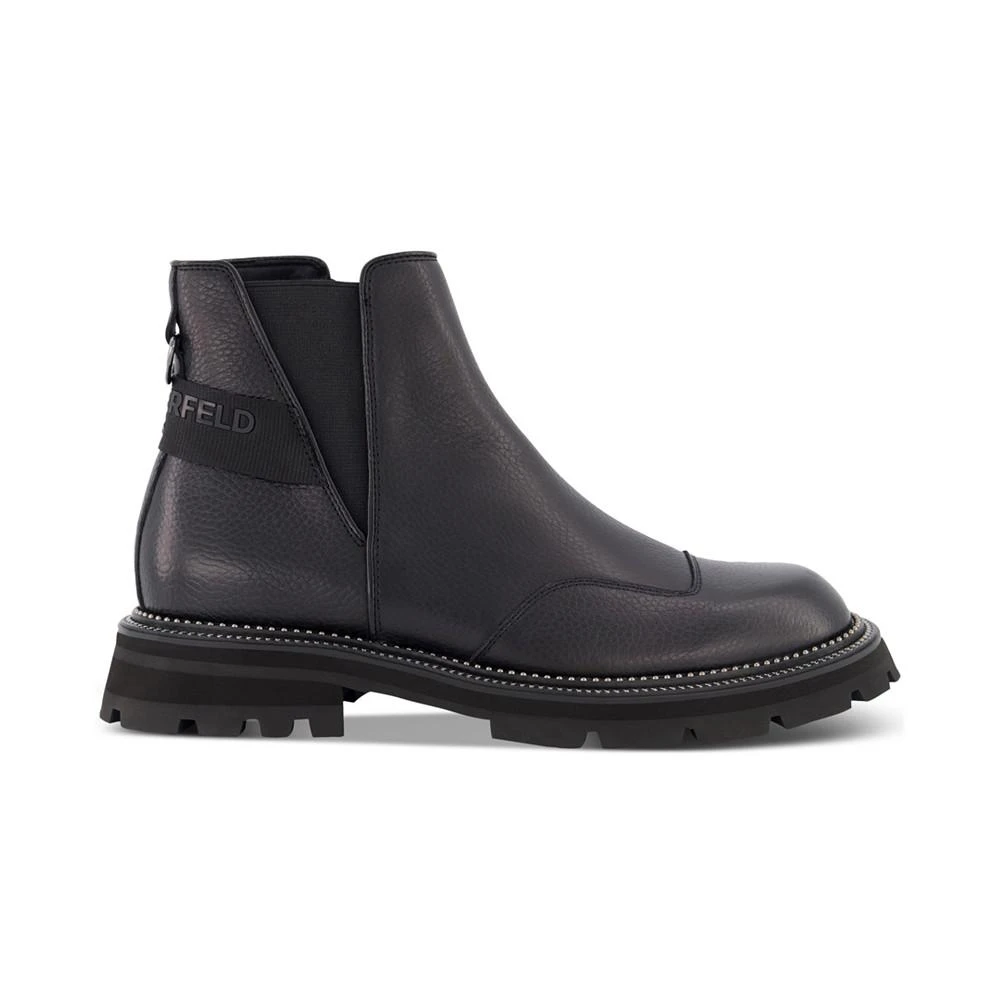 KARL LAGERFELD PARIS Men's Tumbled Leather Side-Zip Chelsea Boots 3