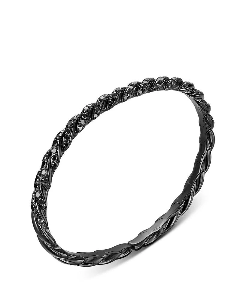 David Yurman Sculpted Cable Flex Bracelet in 18K White Gold with Black Rhodium and Black Diamonds, 5mm 3