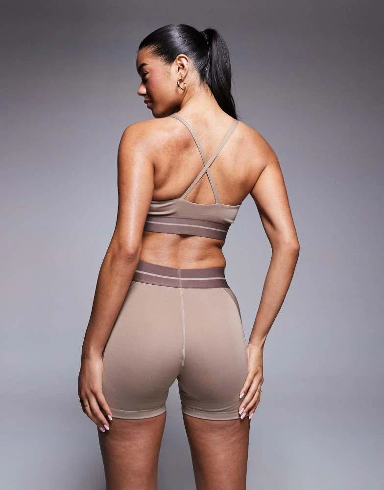 Adidas adidas Training Hyperglam rib booty shorts in chalky brown 3
