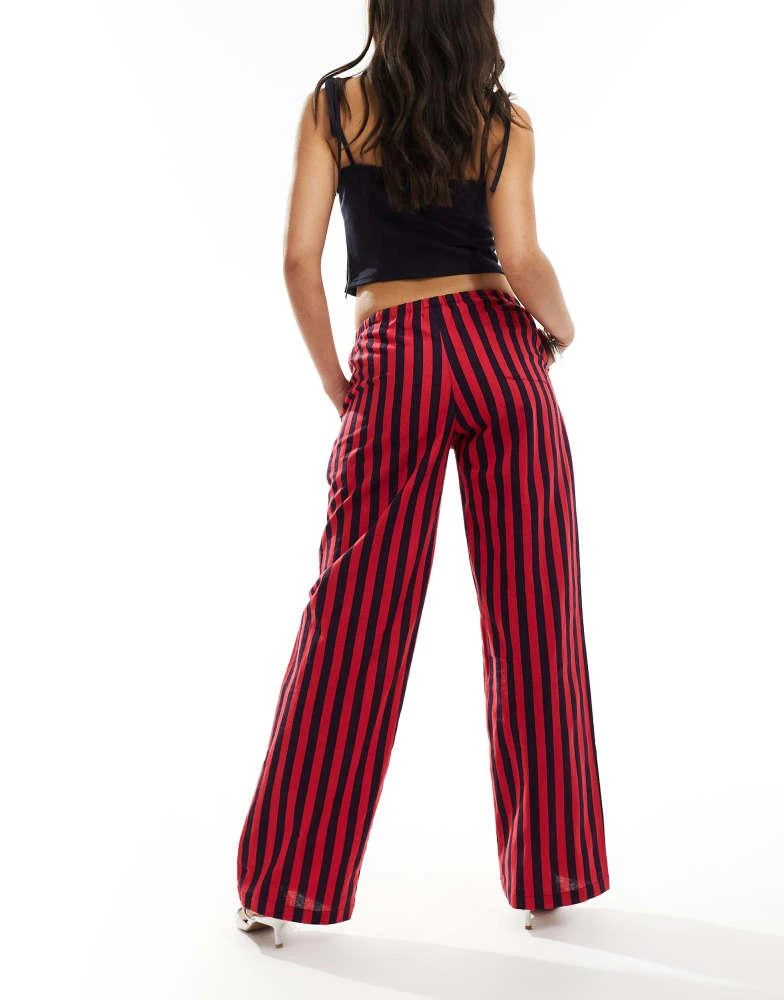 Motel Motel lirura striped trousers in deep red and navy 2