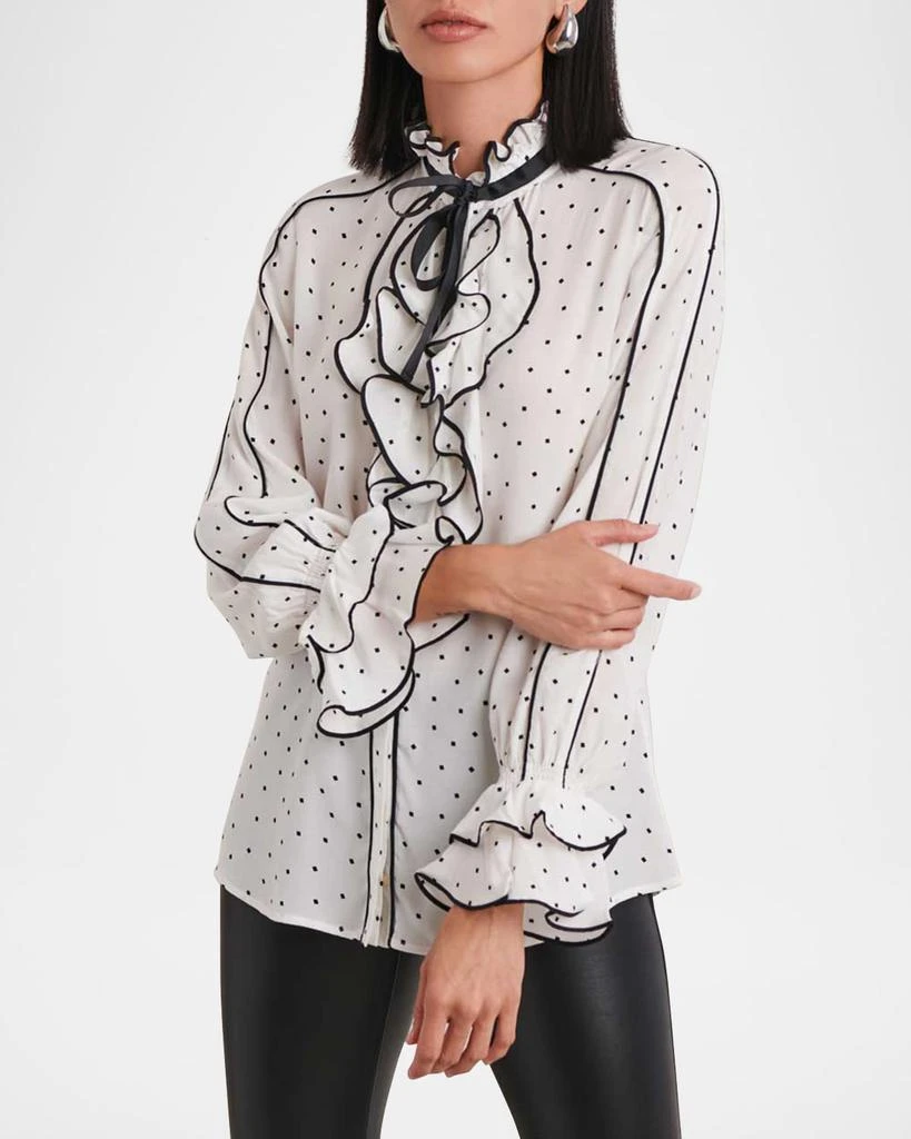 Anne Fontaine Jane Geometric-Print Ruffle Blouse 4