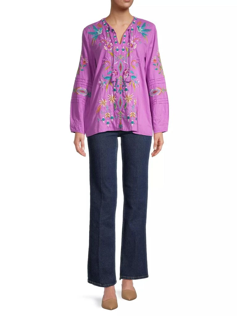 Johnny Was Gabriella Pintuck Embroidered Blouse 2