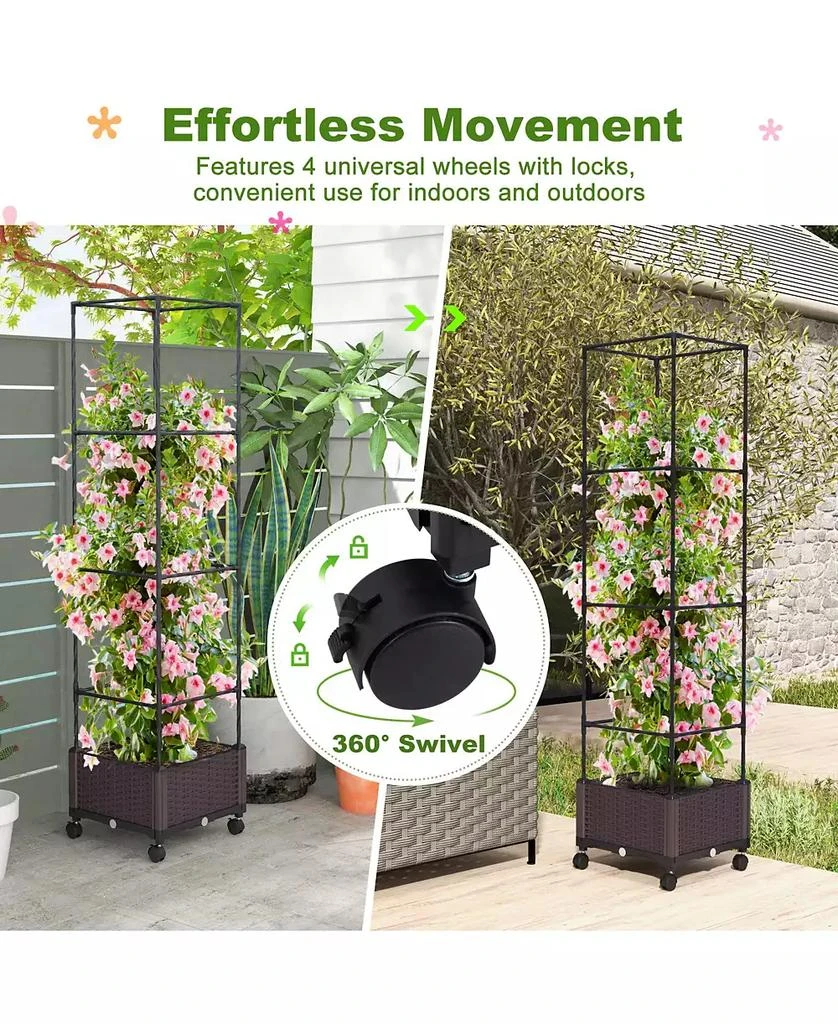 GIVIMO 67 Inches Raised Garden Bed with Planter Box and Trellis 9