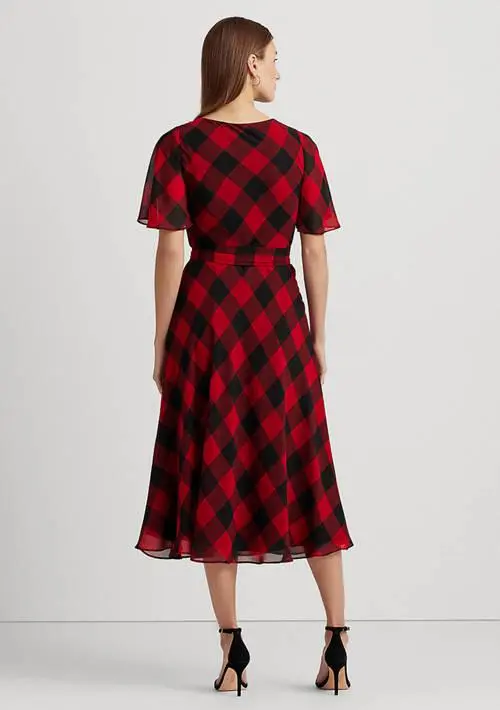 Ralph Lauren Buffalo Check Belted Georgette Dress 2