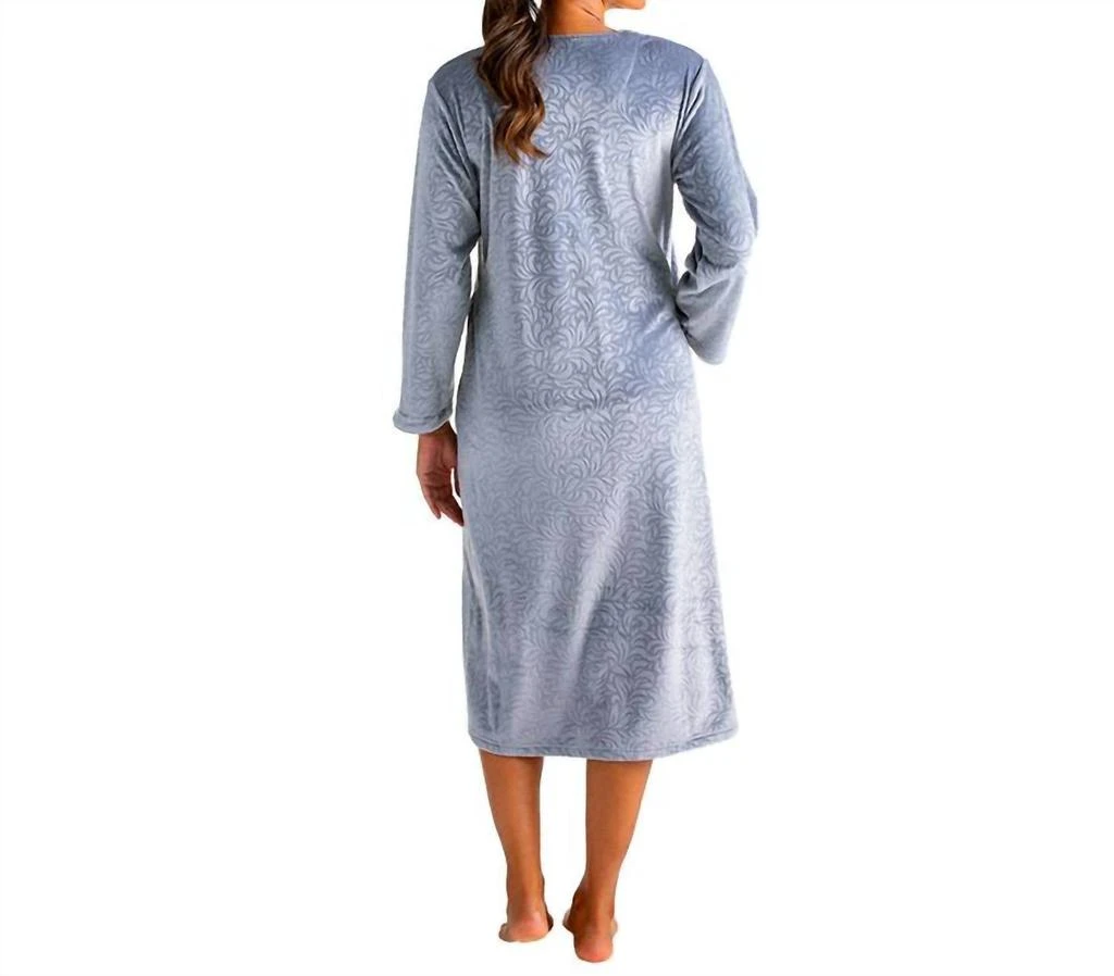 SOFTiES Floral Embossed Zip Robe In Grey 2