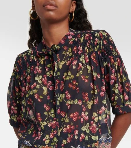 ETRO Tie-neck printed silk top 4