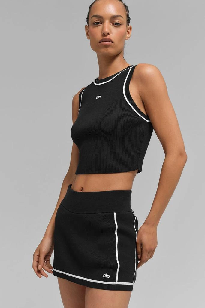 Alo Ribbed Sweater Knit Highline Cropped Tank - Black/White 4