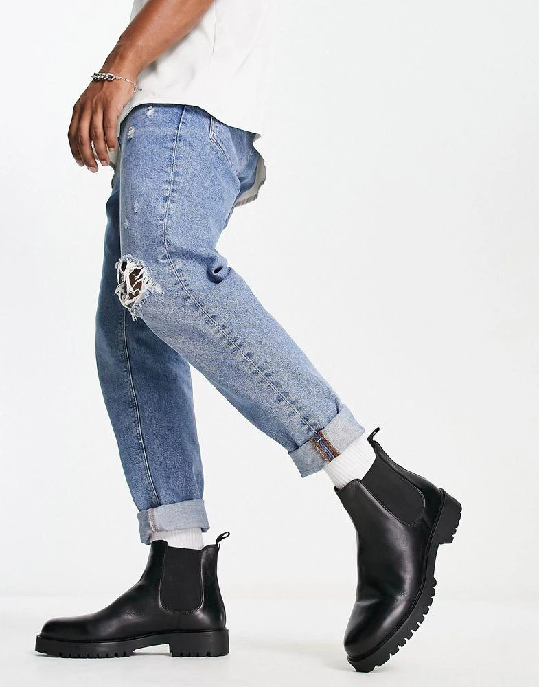 WALK LONDON Walk London Sean chunky chelsea boots in black leather 1