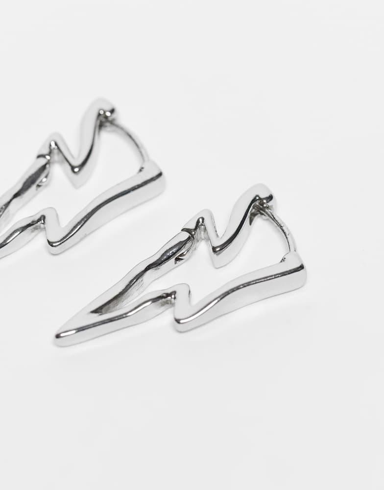Reclaimed Vintage Reclaimed Vintage unisex small thunder bolt earrings in silver