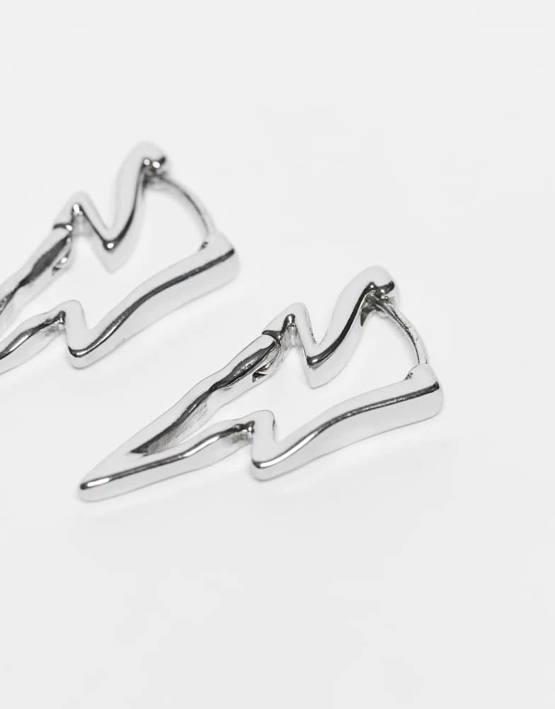 Reclaimed Vintage Reclaimed Vintage unisex small thunder bolt earrings in silver 2