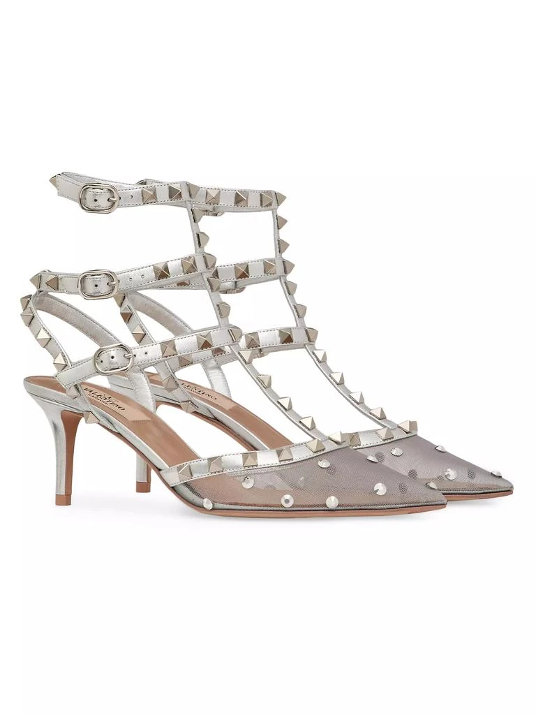 Valentino Rockstud Mesh Pumps with Crystals and Straps 65MM 2