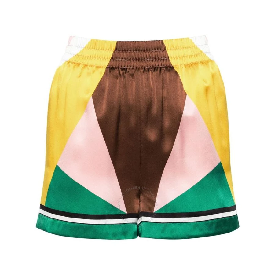 Casablanca Ladies Yellow Geometric Casa Sport Silk Shorts 1