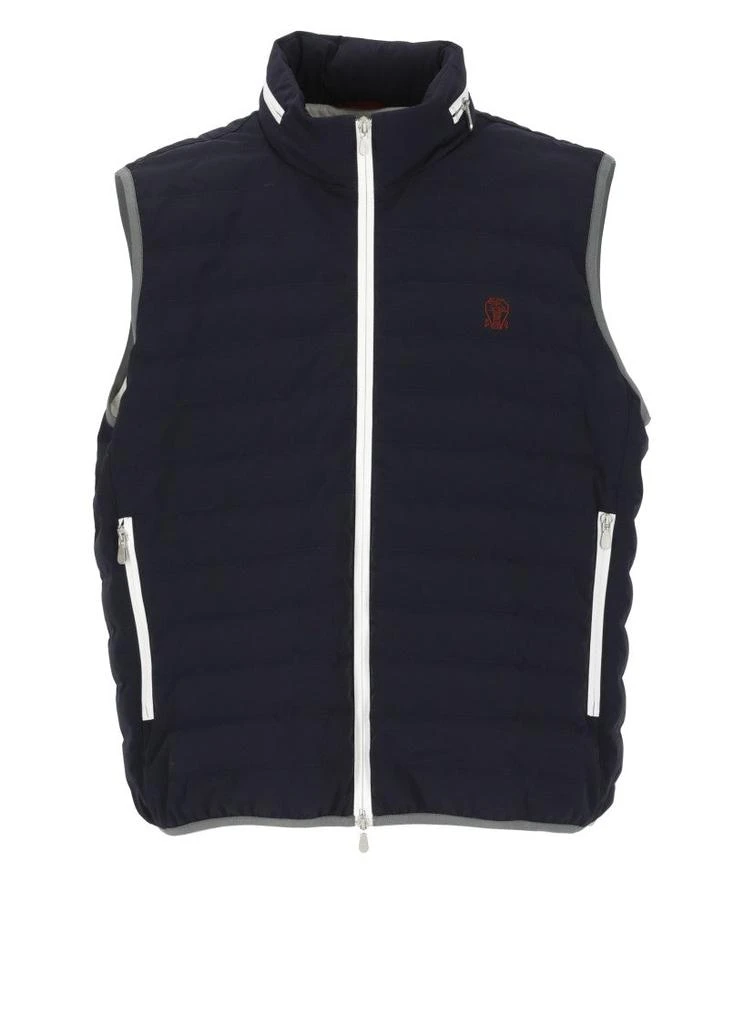 Brunello Cucinelli Blue Quilted Vest With Logo 1