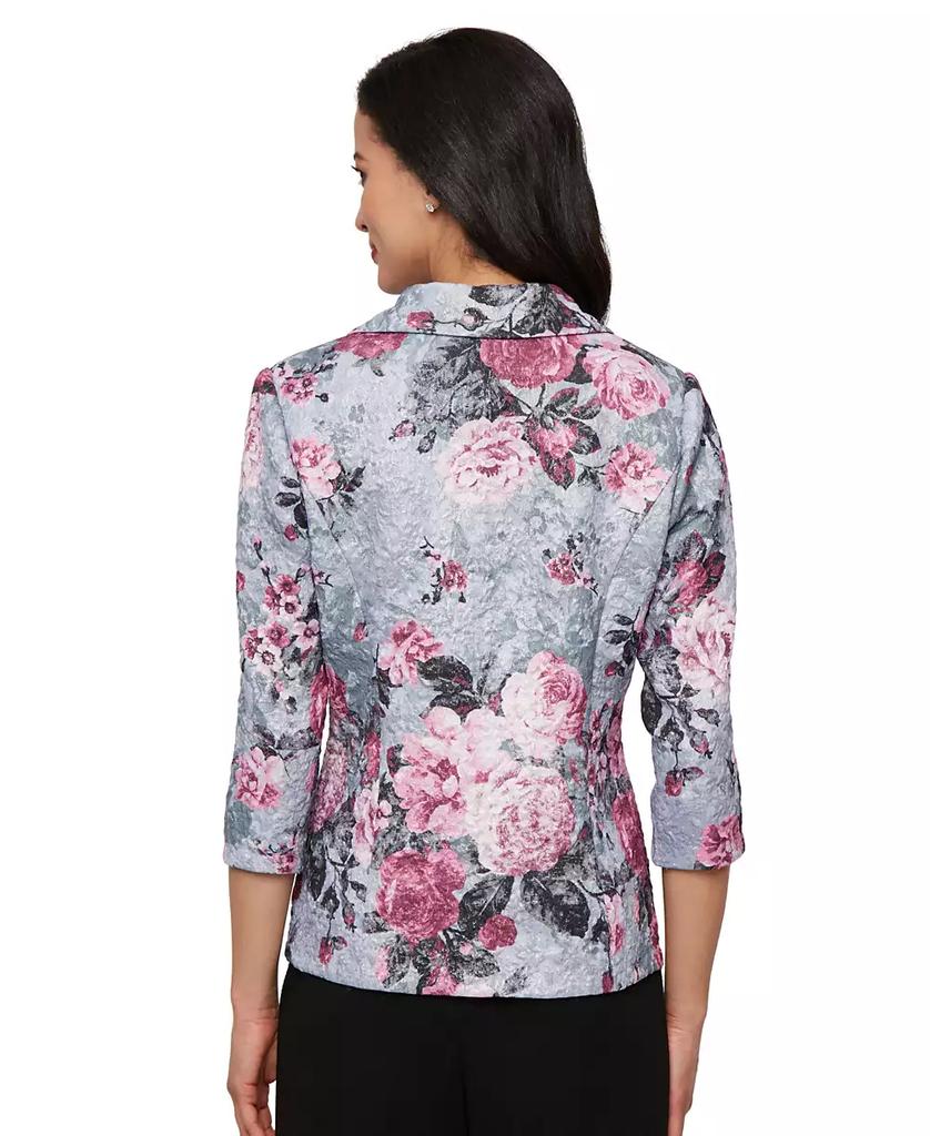 Alex Evenings Petite 3/4-Sleeve Printed Jacquard Jacket