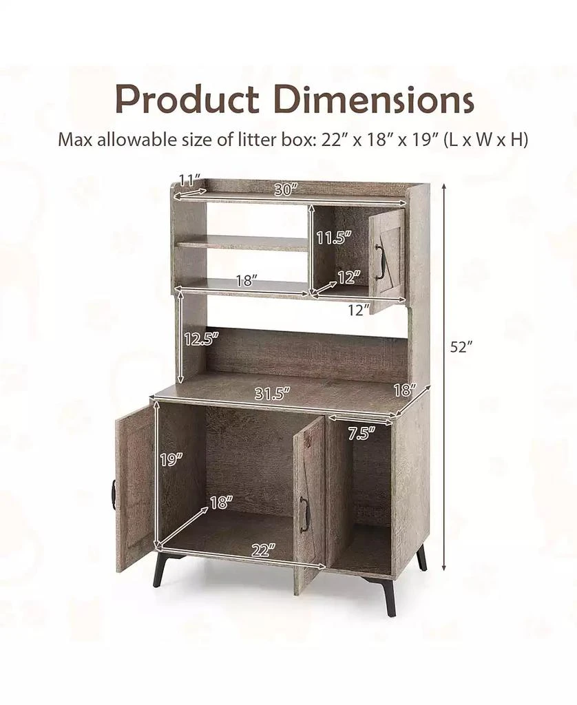 Slickblue Large Cat Litter Box Enclosure with Display Storage Shelves 4