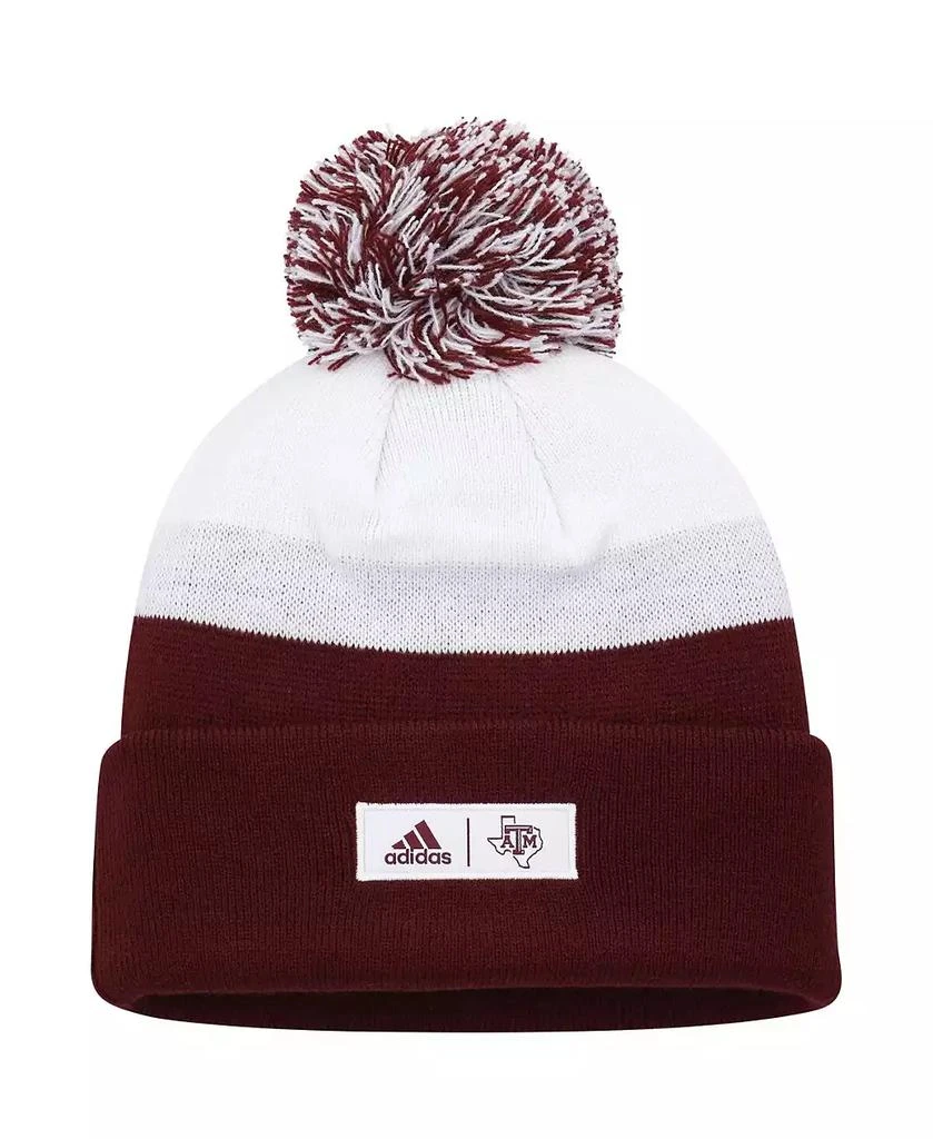 Adidas Men's Maroon and White Texas A&M Aggies Colorblock Cuffed Knit Hat with Pom 2