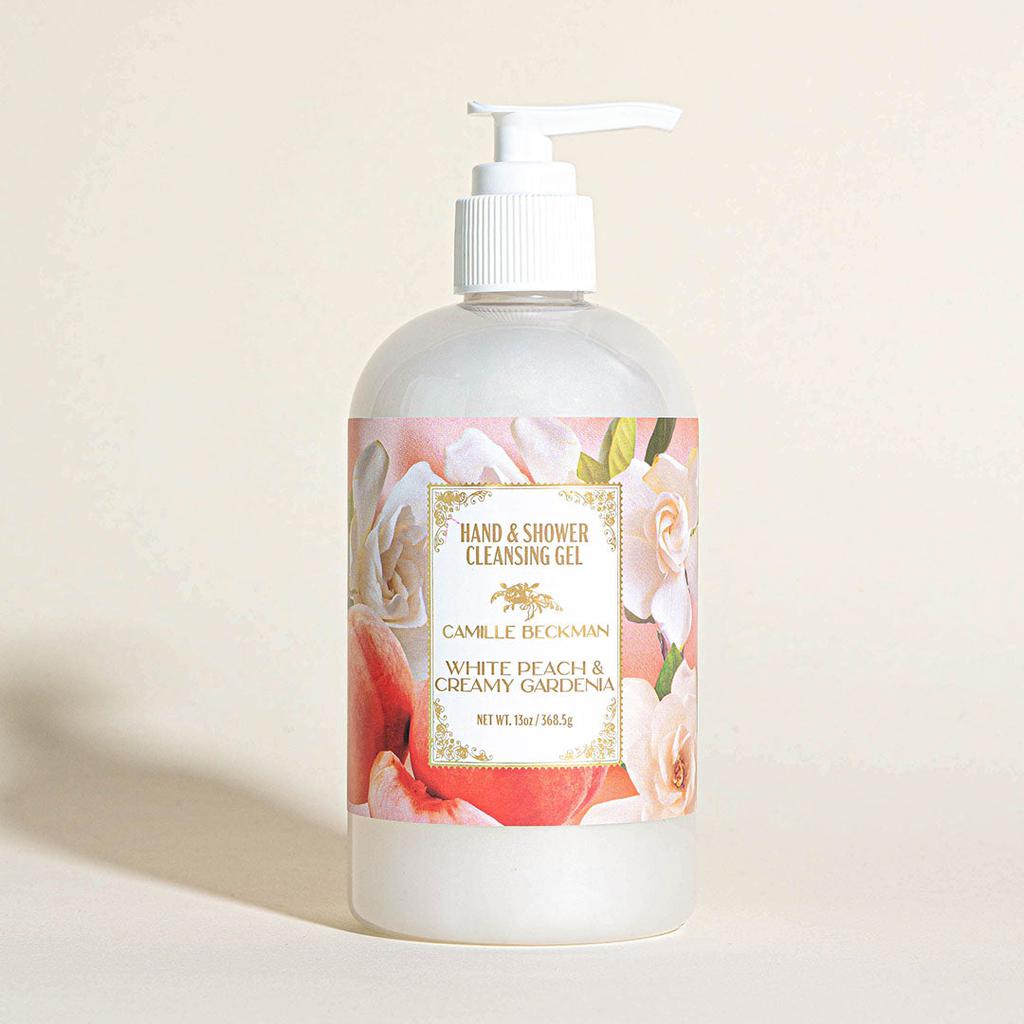 Camille Beckman Hand & Shower Cleansing Gel 13oz White Peach & Creamy Gardenia