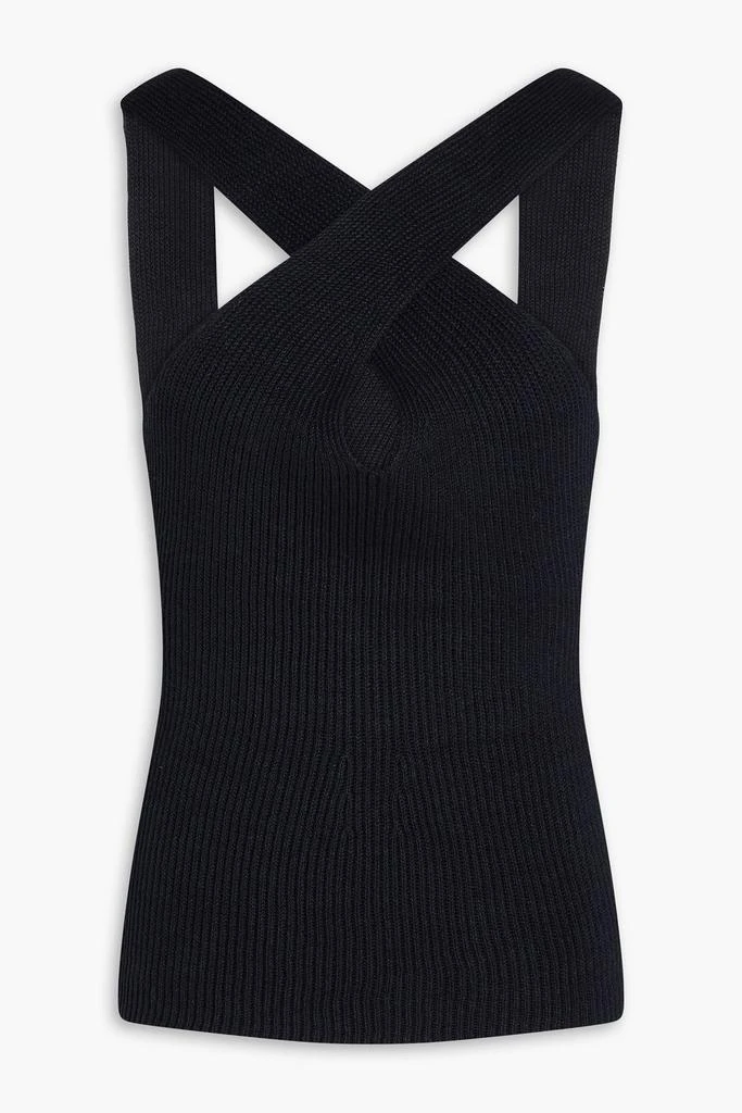 Joseph Open-back ribbed linen-blend top 1