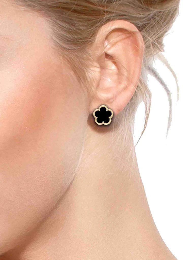 JanKuo Flower 2-Piece 14K Goldplated, Onyx Necklace 
Earrings Set 3
